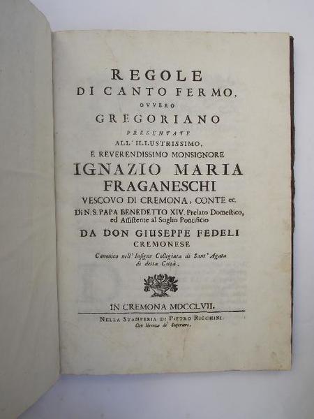 Regole di Canto Fermo ovvero Gregoriano.