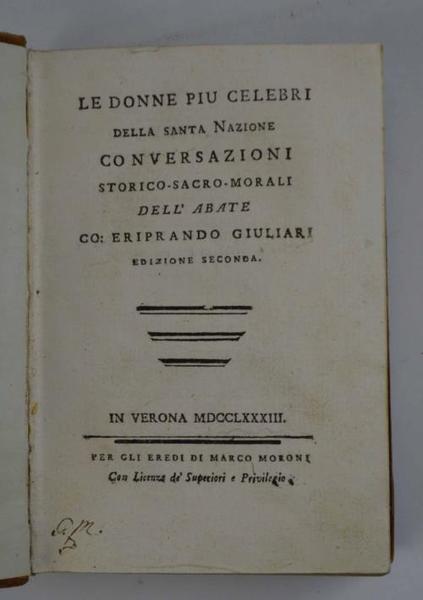 Le donne più celebri della Santa Nazione. Conversazioni storico-sacro-morali. Edizione …