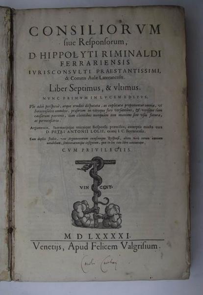 Consiliorum sive Responsorum. liber sepitimus et ultimus…