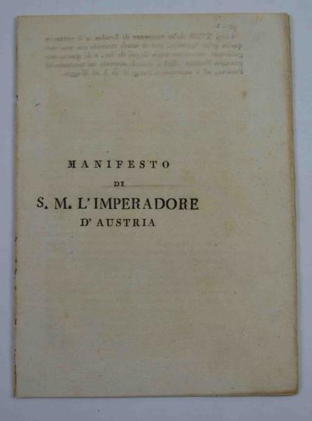 Manifesto di S.M. L'Imperadore d'Austria.