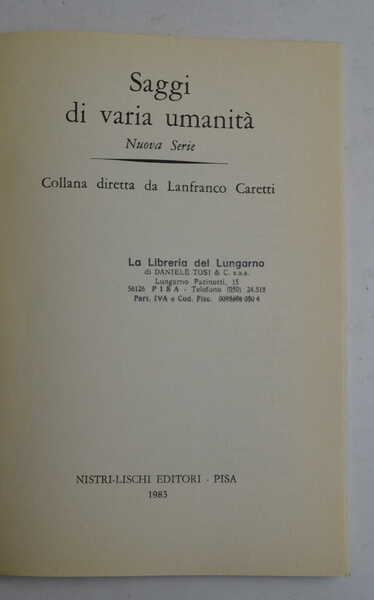 Saggi di varia umanità. Nuova serie.