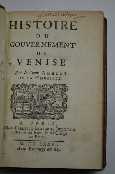 Histoire du Gouvernement de Venise.