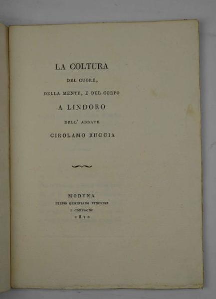 La coltura del cuore, della mente, e del corpo a …