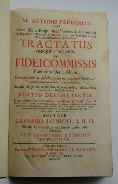 Tractatus frequentissimus De fideicommissis… Editio decima tertia…