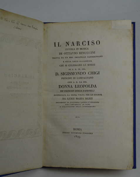 Il Narciso favola in musica tratta da un mss. originale …