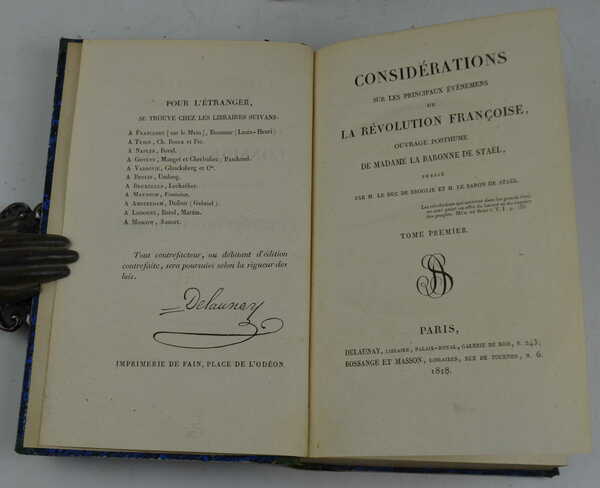 Considérations sur les principaux événemens de la Révolution françoise, ouvrage …