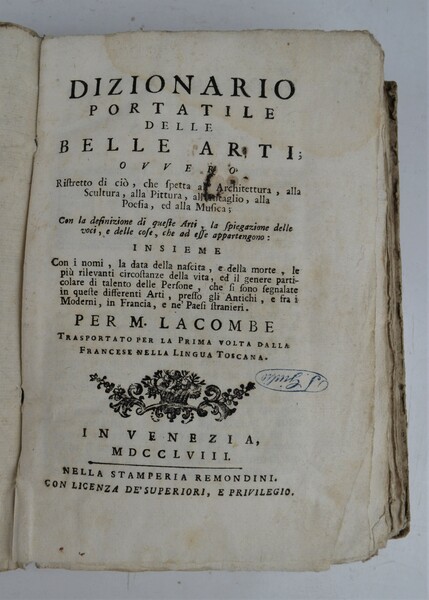 Dizionario portatile delle belle arti; ovvero Ristretto di ciò, che …