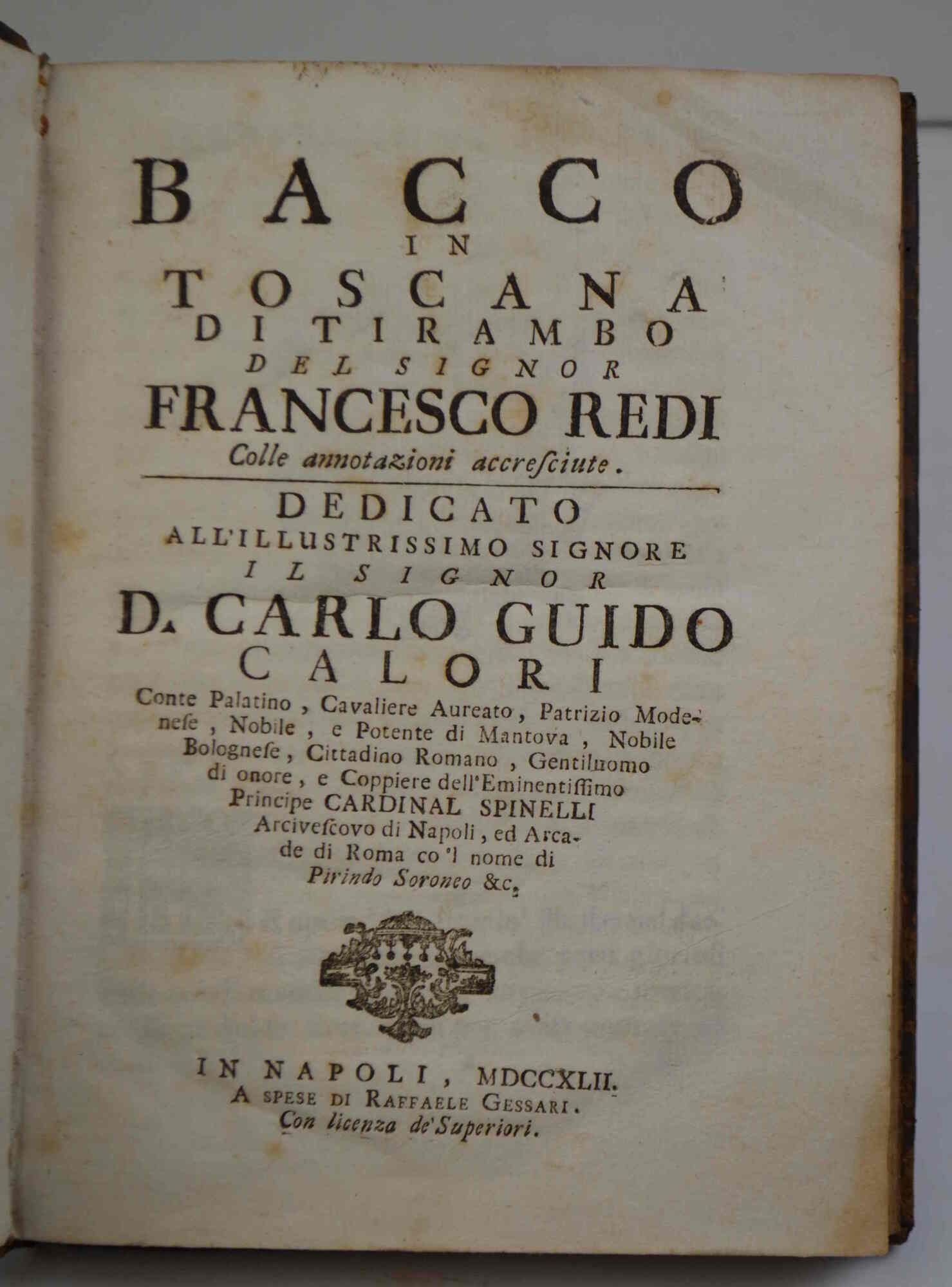 Bacco in Toscana. Ditirambo... Colle annotazioni accresciute...