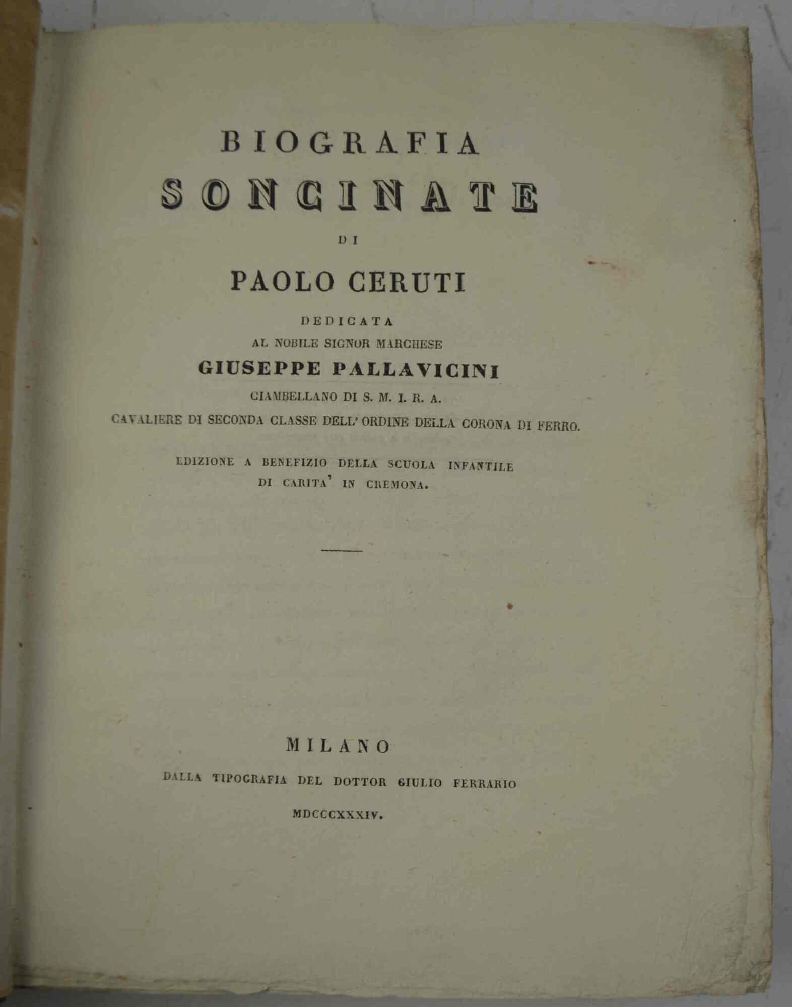 Biografia soncinate... Edizione a benefizio della Scuola Infantile di Carità …