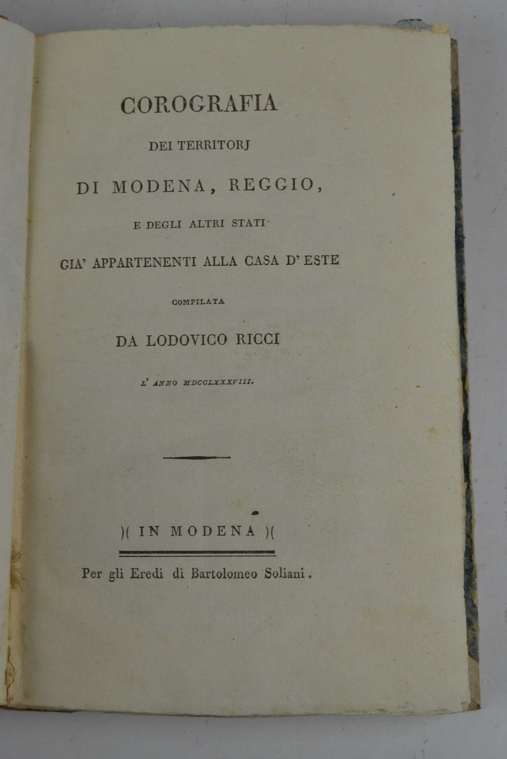 Corografia dei territori di Modena, Reggio, e degli altri stati …