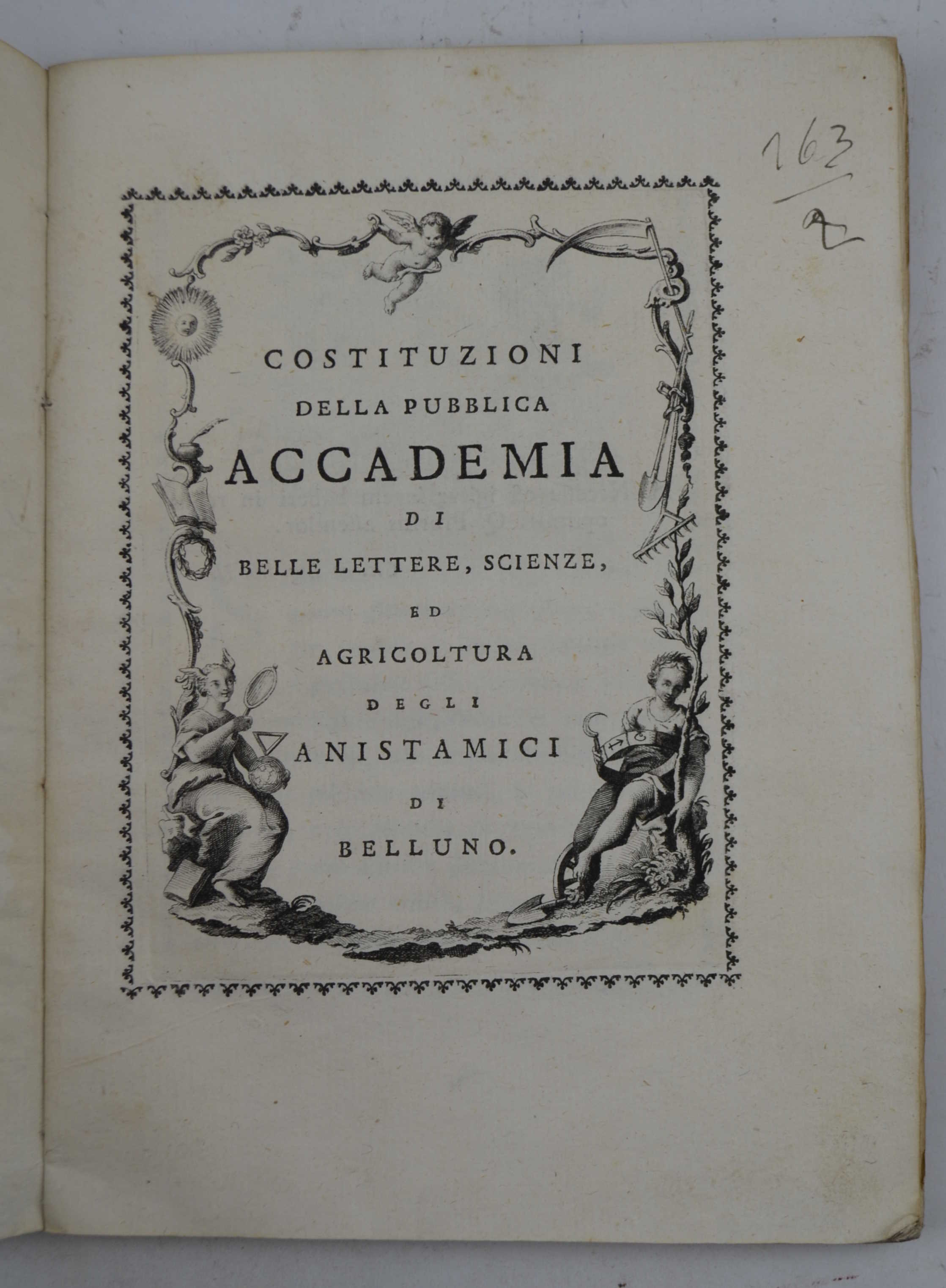 Costituzioni della Pubblica Accademia di Belle Lettere, Scienze, ed Agricoltura …
