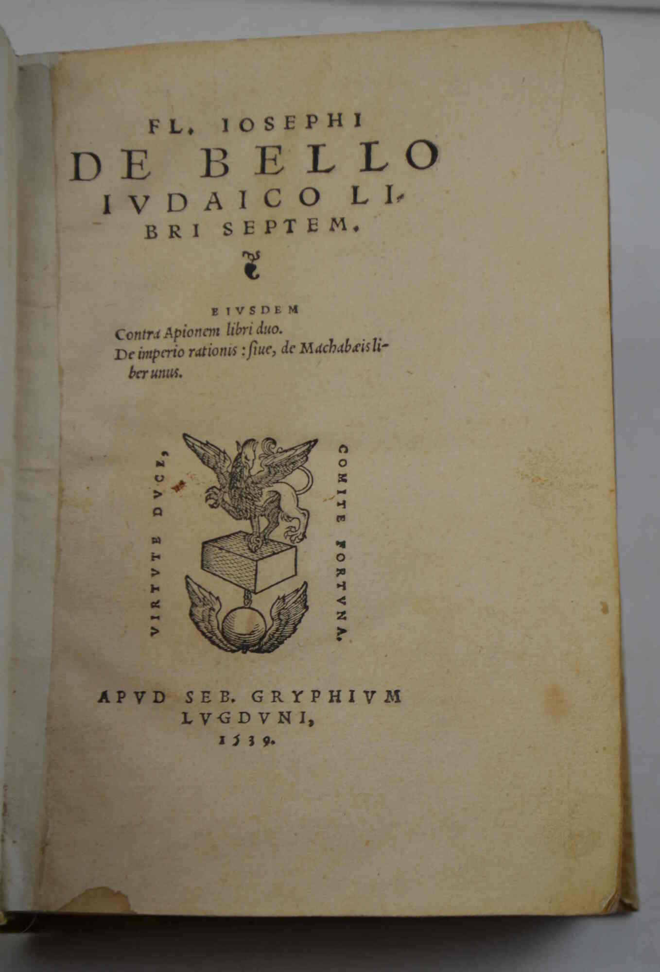 De bello iudaico libri septem siusdem Contra Apionem libri duo, …
