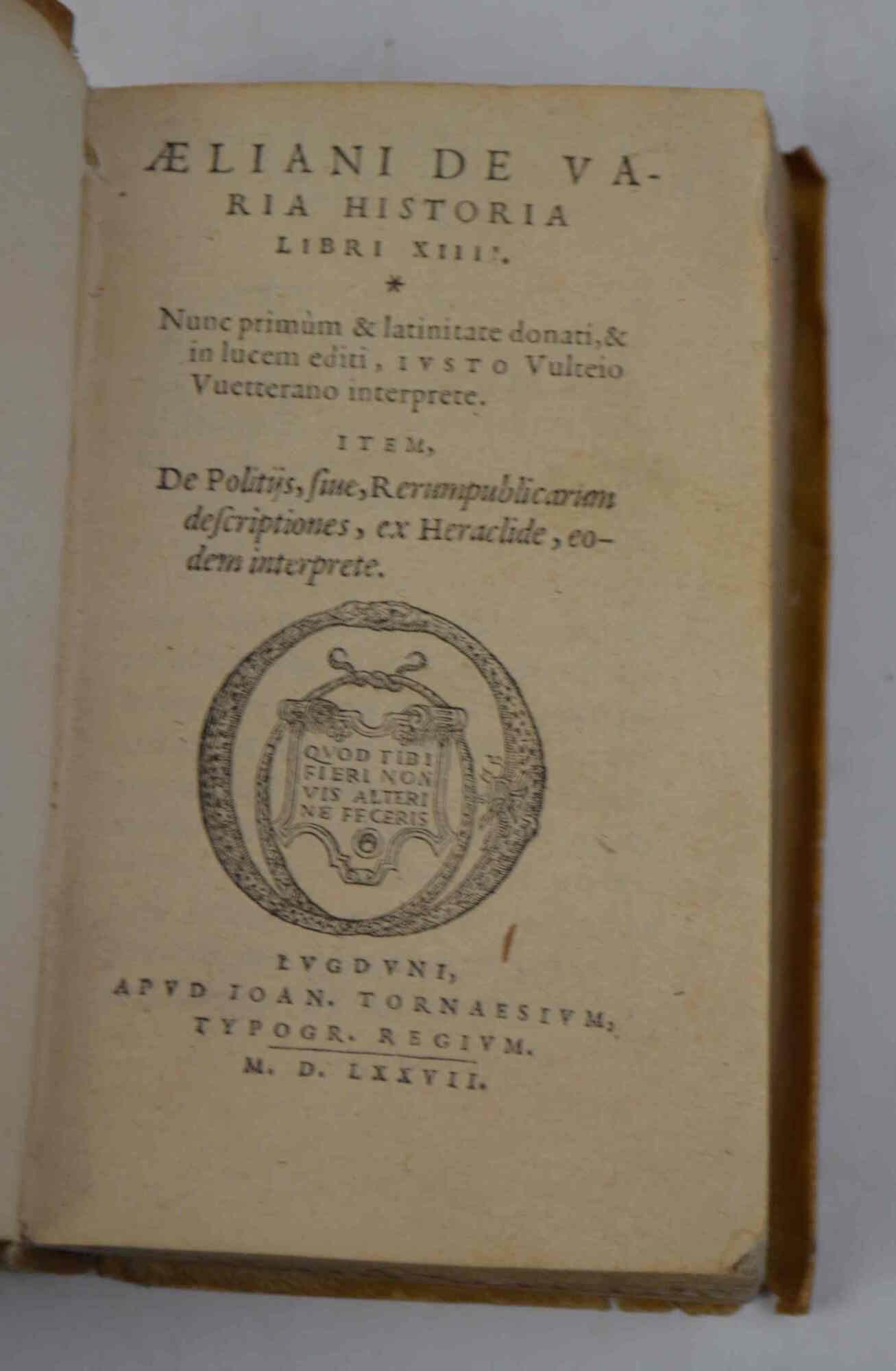 De varia historia libri XIIII. Nunc primum et latinitate donati …