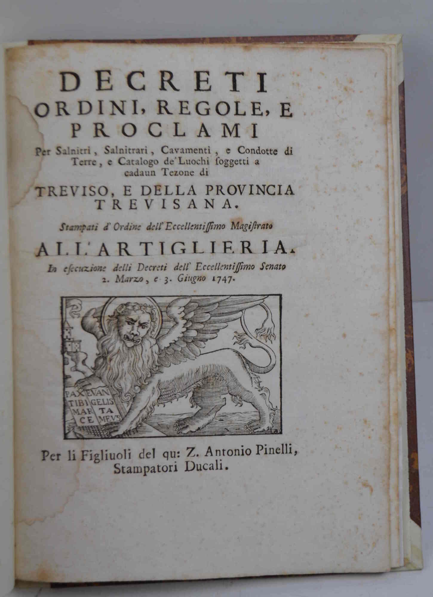 Decreti Ordini, Regole, e proclami per Salnitri, Salnitrari, Cavamenti, e …