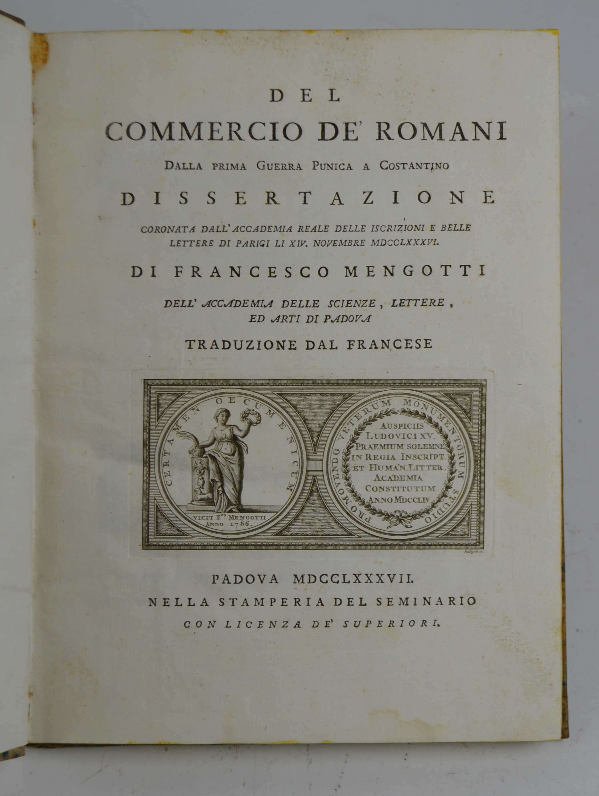 Del commercio de' romani dalla prima guerra Punica a Costantino. …