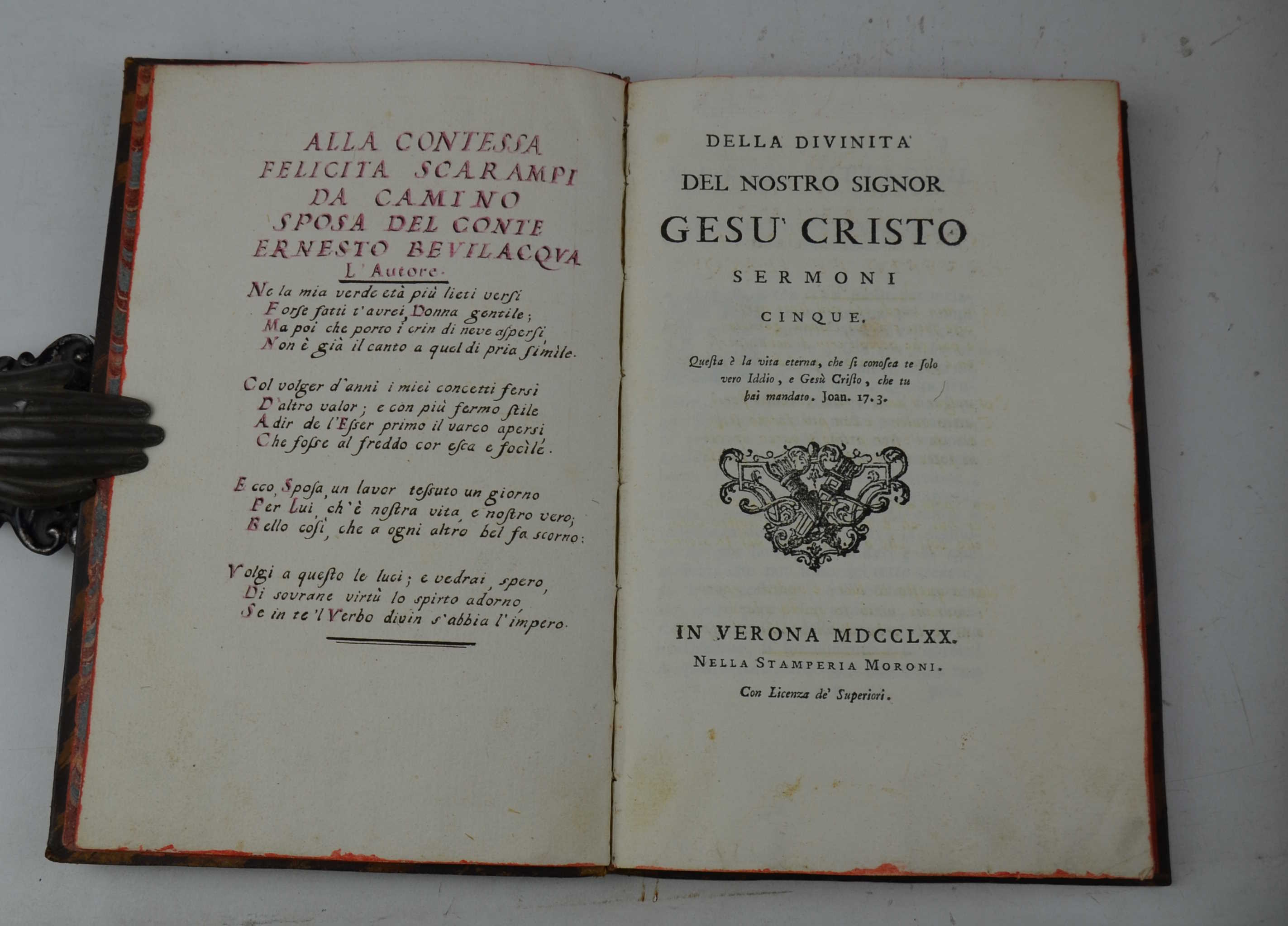 Della divinità del nostro signor Gesù Cristo. Sermoni cinque.