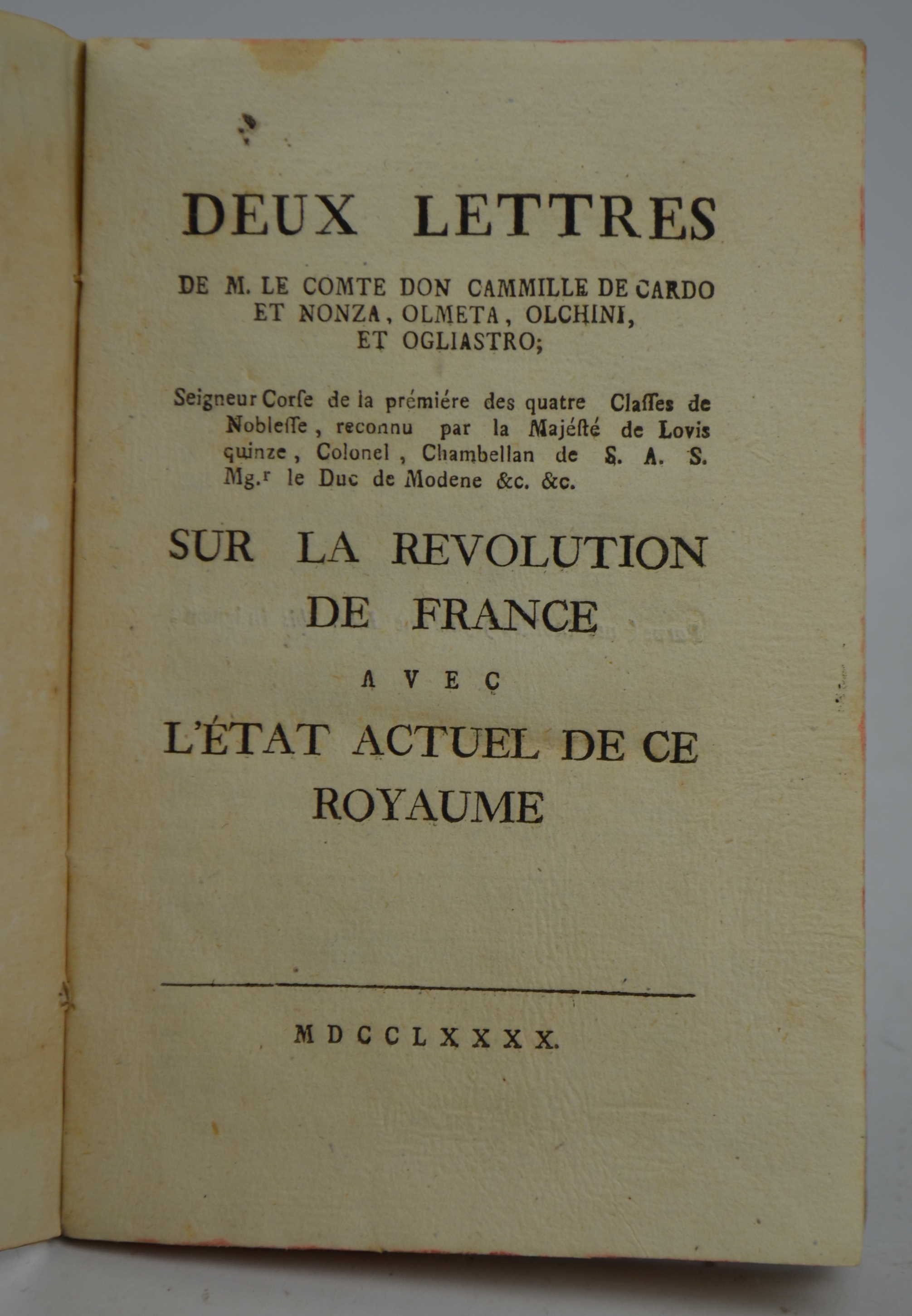 Deux lettres de M. Le Comte Don Cammille de Cardo …