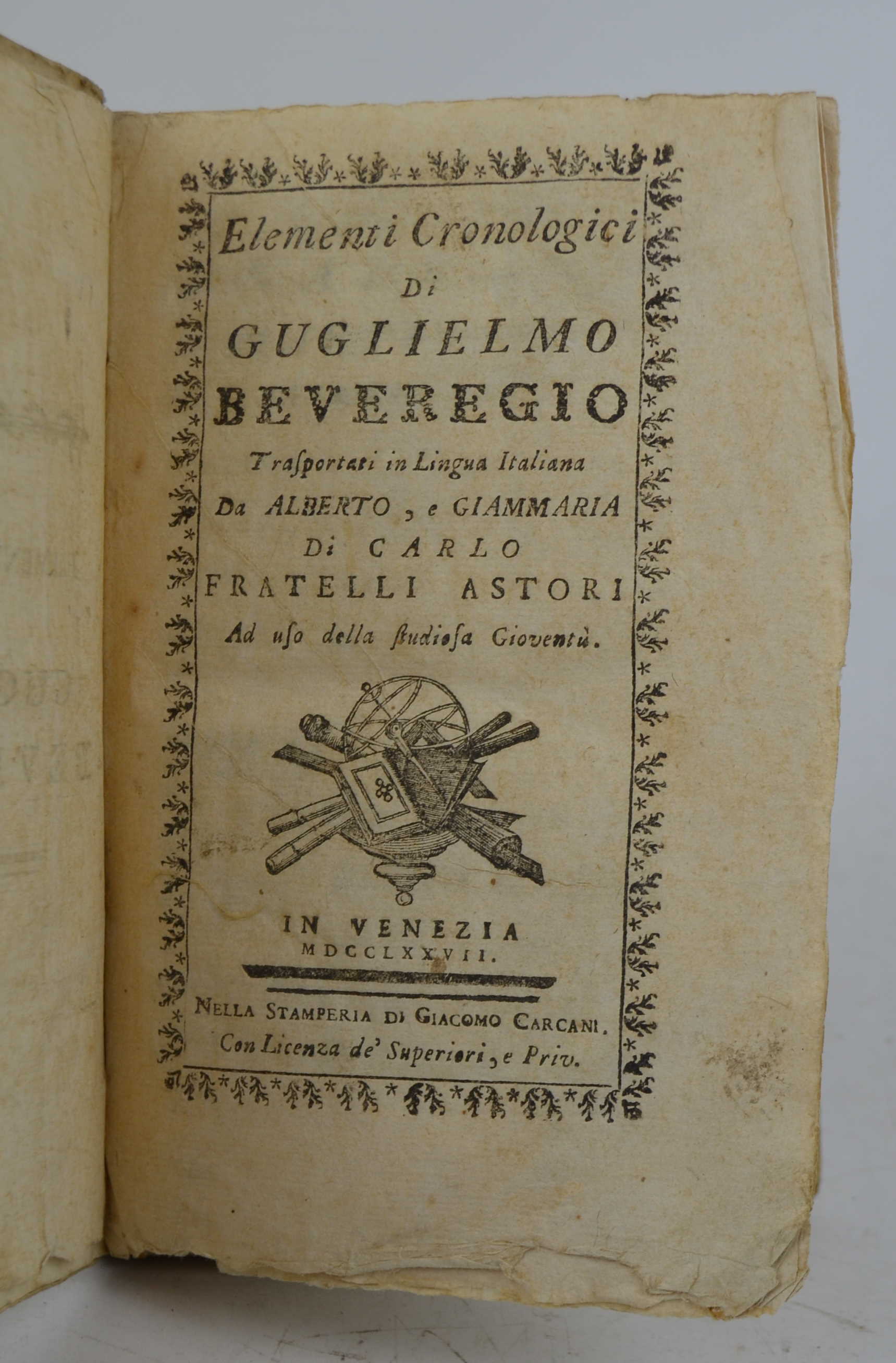 Elementi cronologici… Trasportati in Lingua Italiana da Alberto, e Giammaria …
