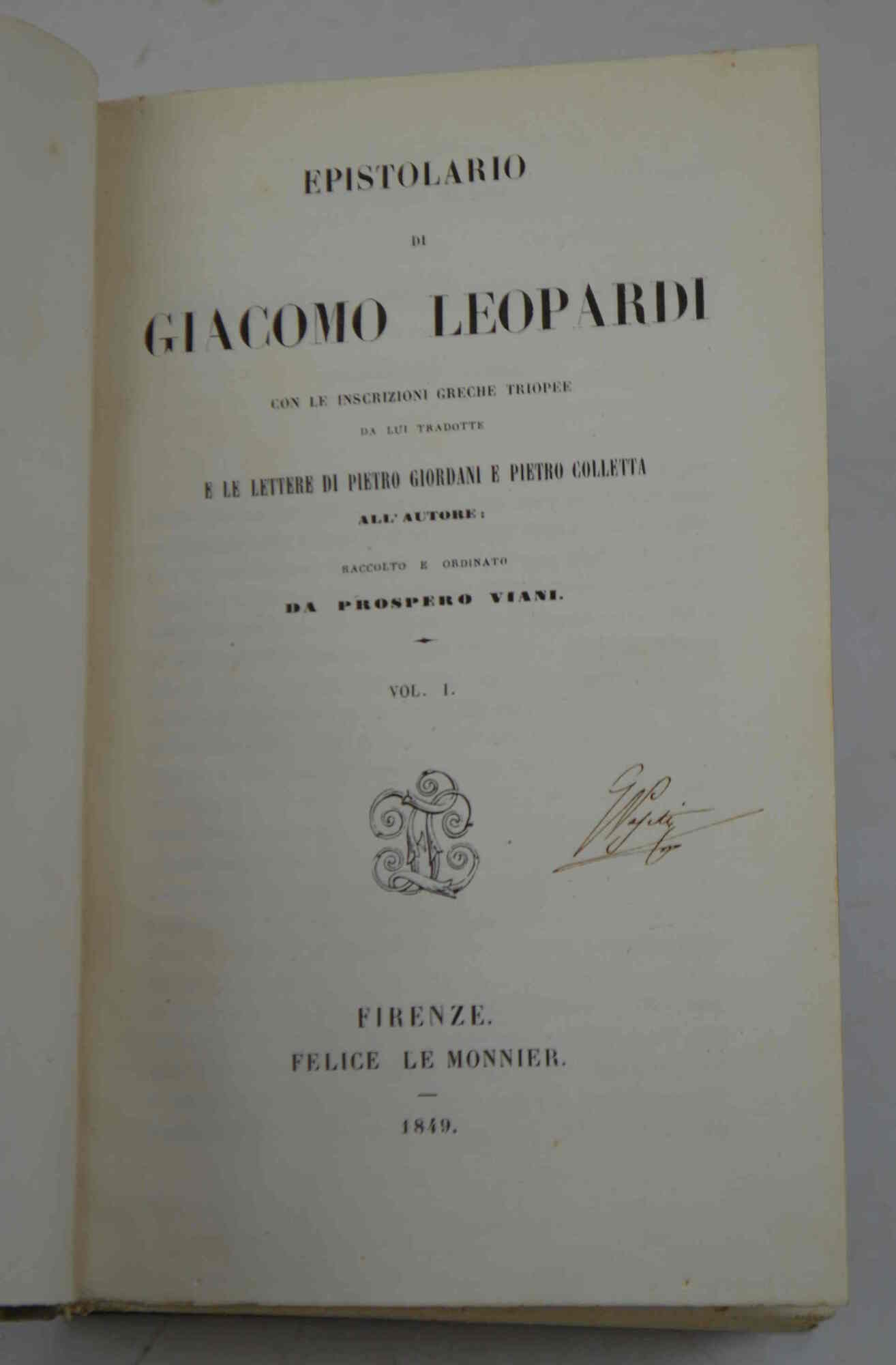Epistolario… con le inscrizioni greche triopee da lui tradotte e …