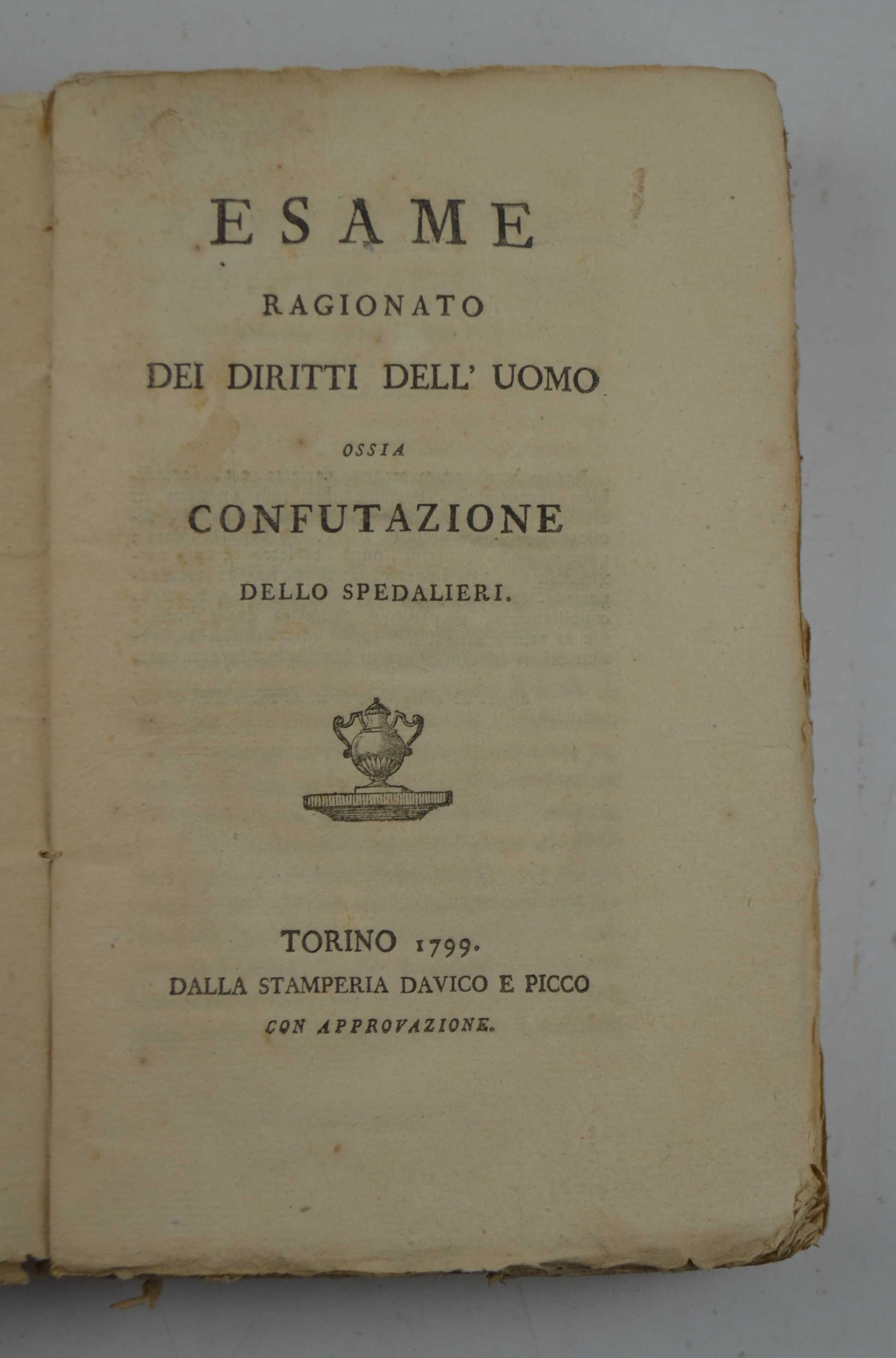 Esame ragionato dei diritti dell'uomo ossia confutazione dello Spedalieri.