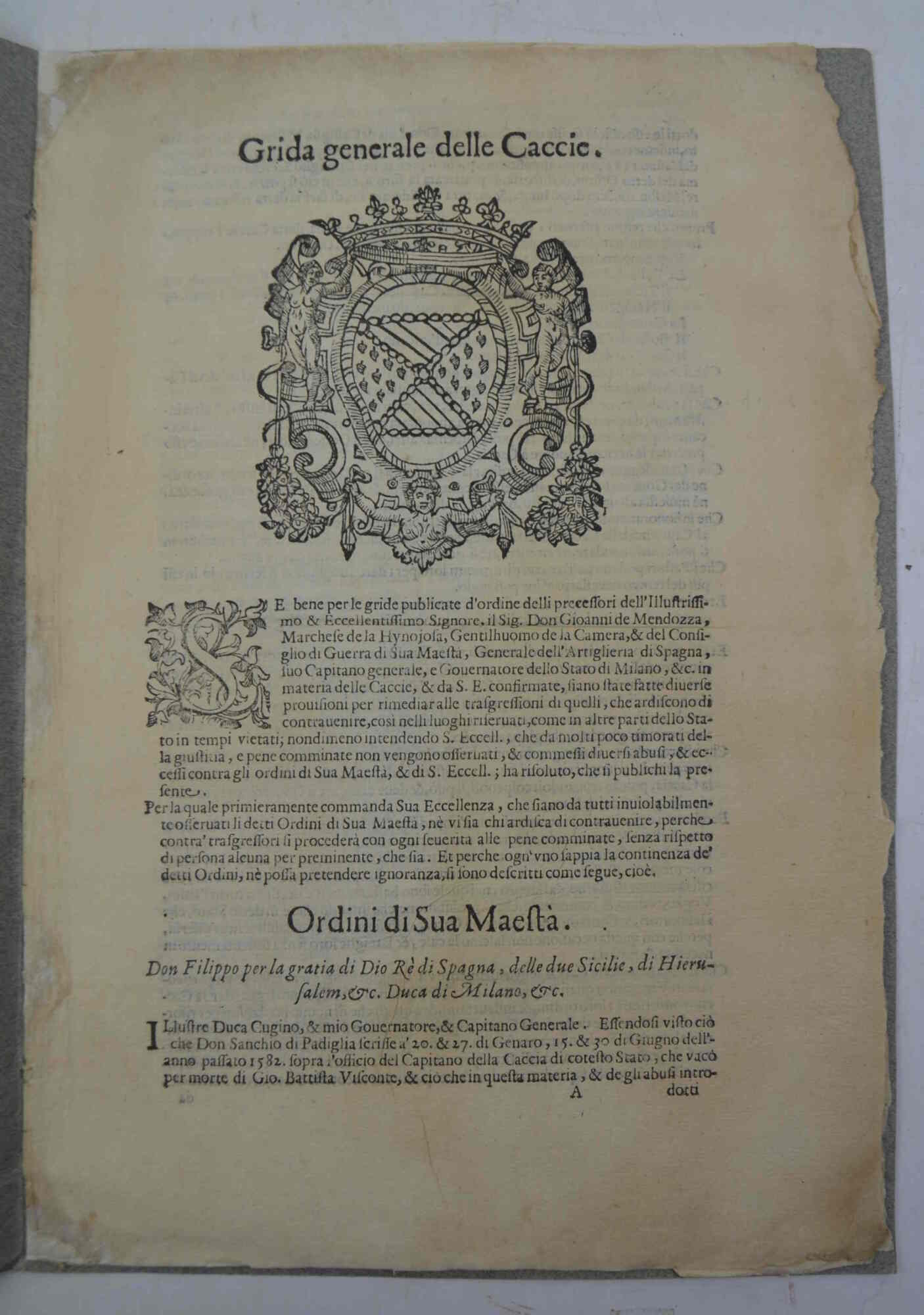 Grida generale delle Caccie.