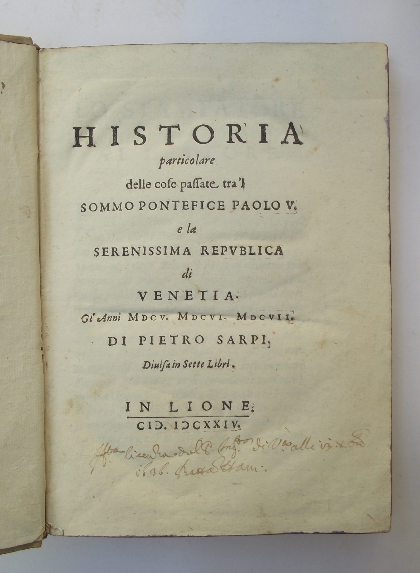 Historia particolare delle cose passate tra ‘l sommo pontefice Paolo …