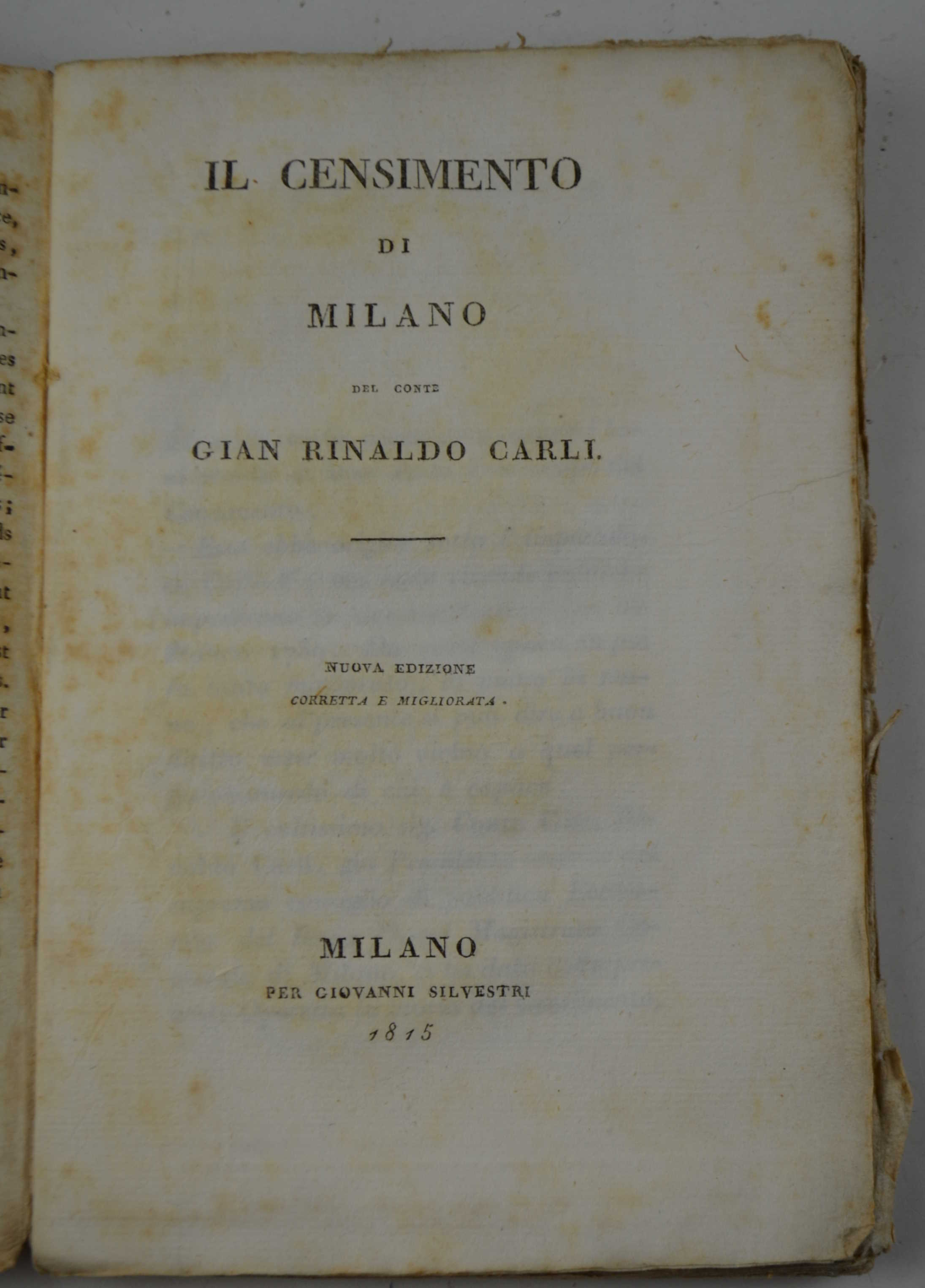 Il censimento di Milano. Nuova edizione corretta e migliorata.