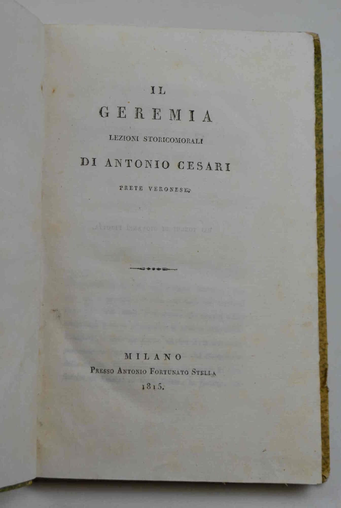 Il Geremia. Lezioni storicomorali...