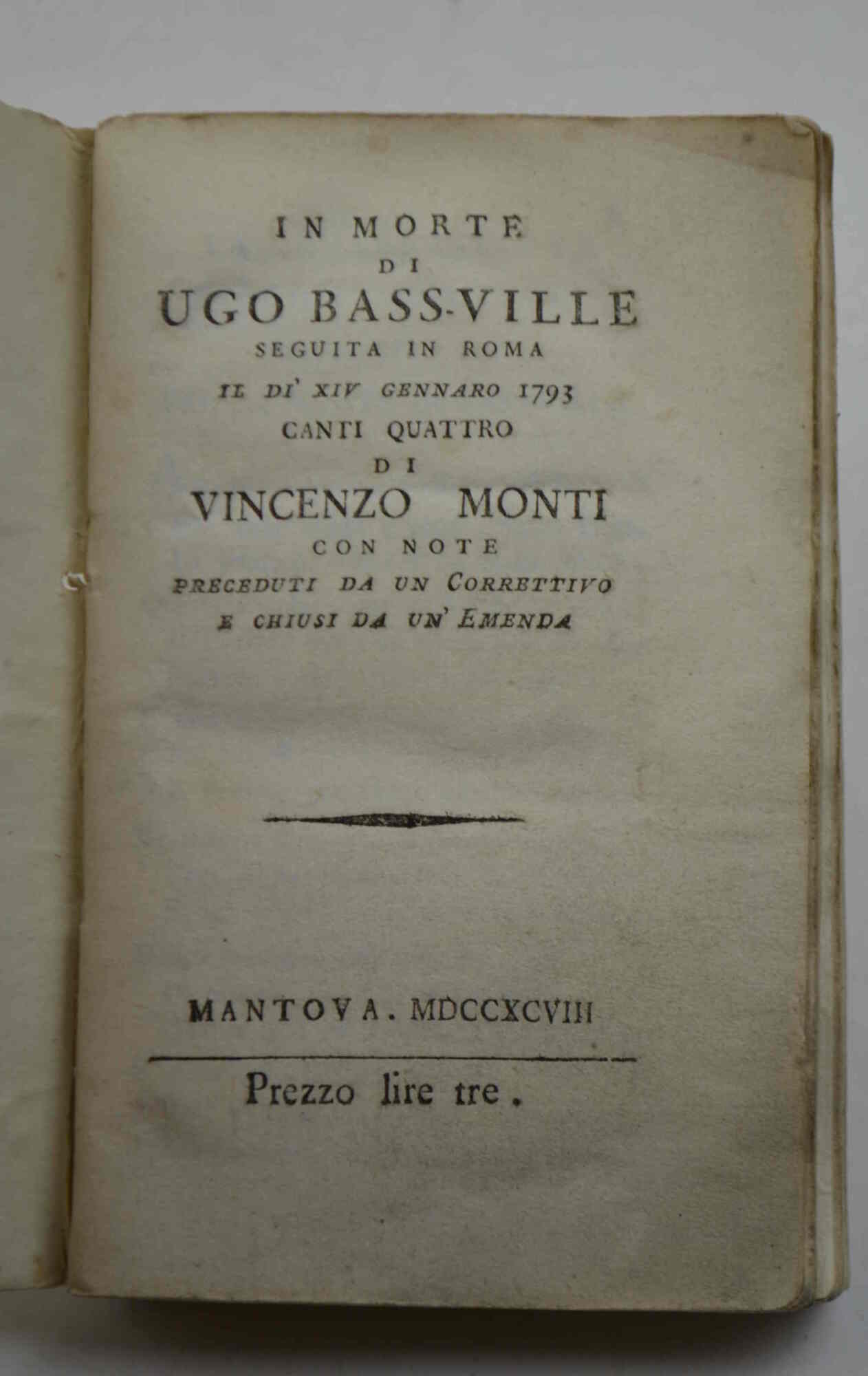 In morte di Ugo Bass-ville seguita in Roma il di …