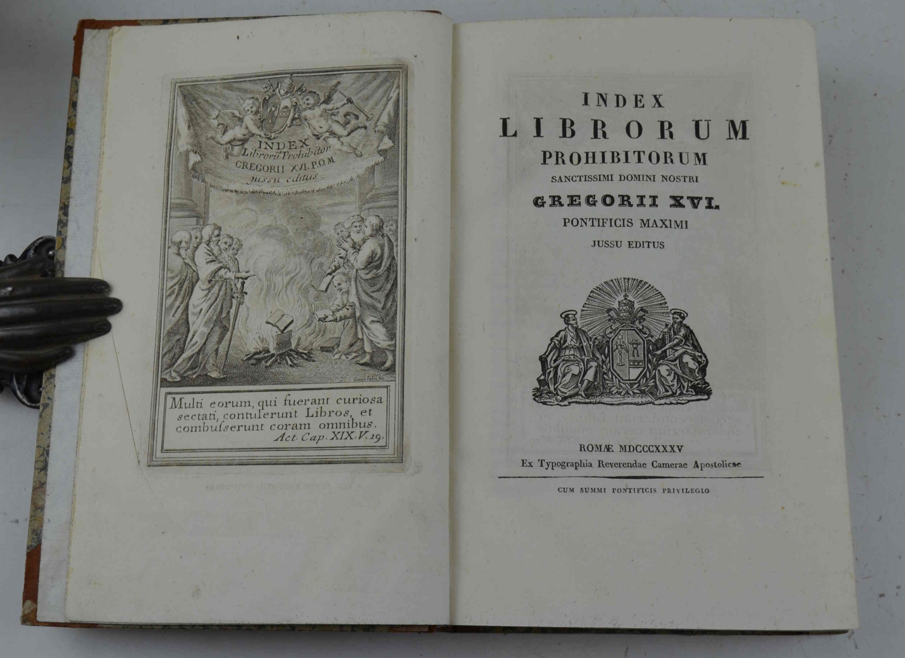 Index librorum prohibitorum Sanctissimi Domini Nostri Gregorii XVI. Pontificis Maximi …