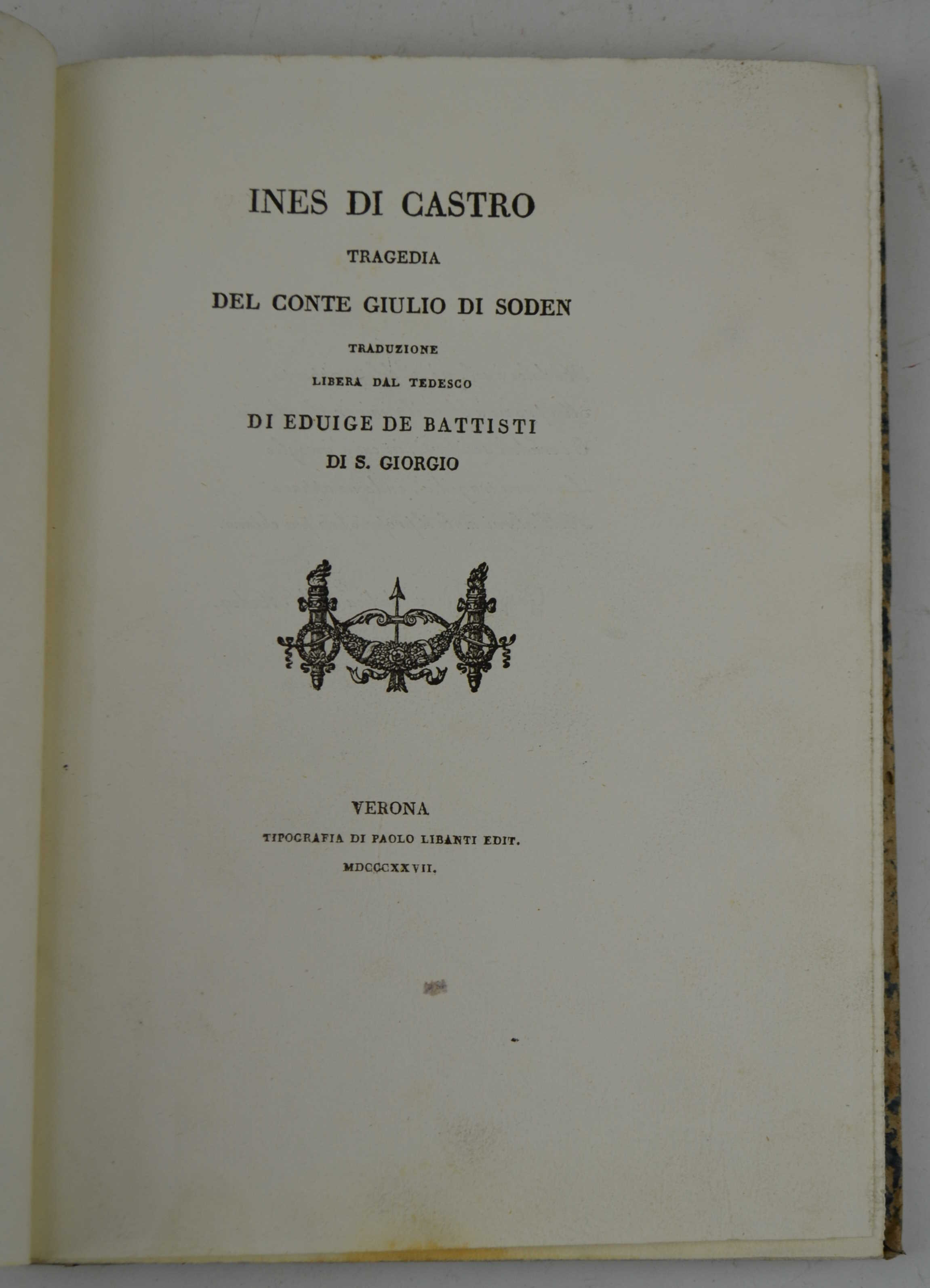 Ines di Castro tragedia del conte Giulio di Soden traduzione …
