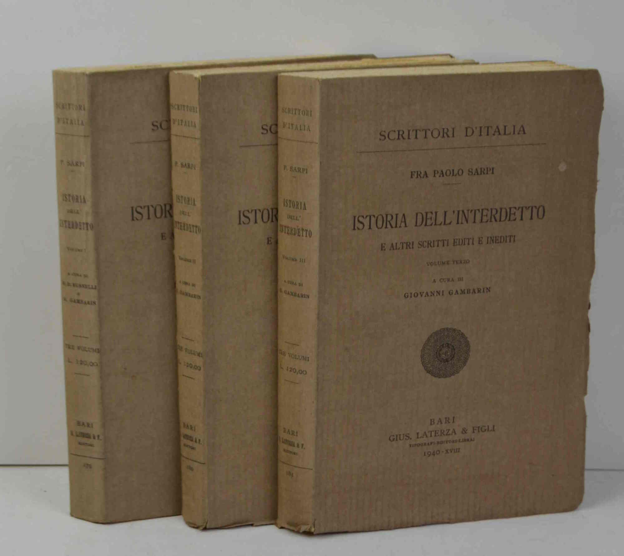 Istoria dell'interdetto e altri scritti editi ed inediti. A cura …