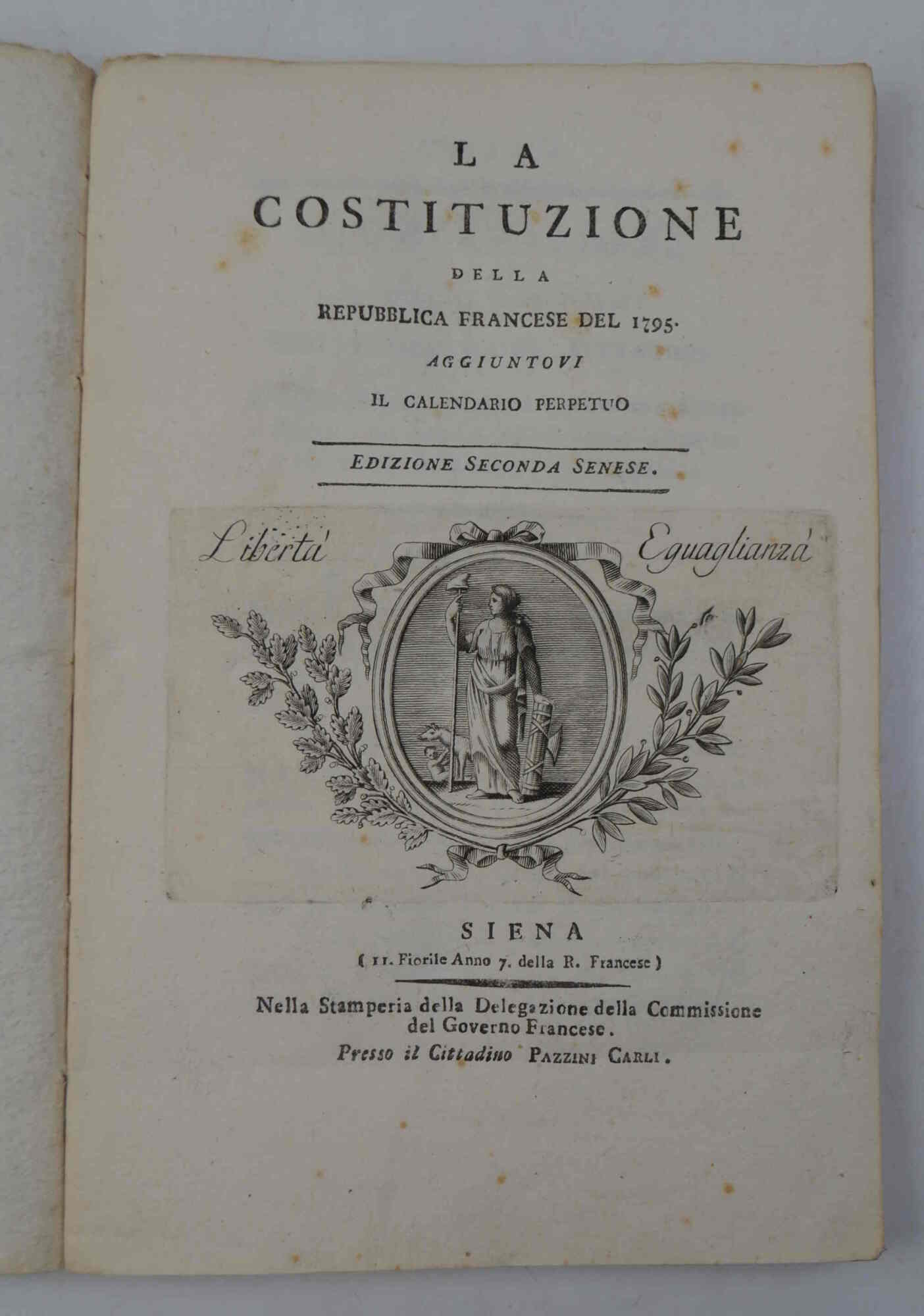 La costituzione della Repubblica francese del 1795. Aggiuntovi il calendario …