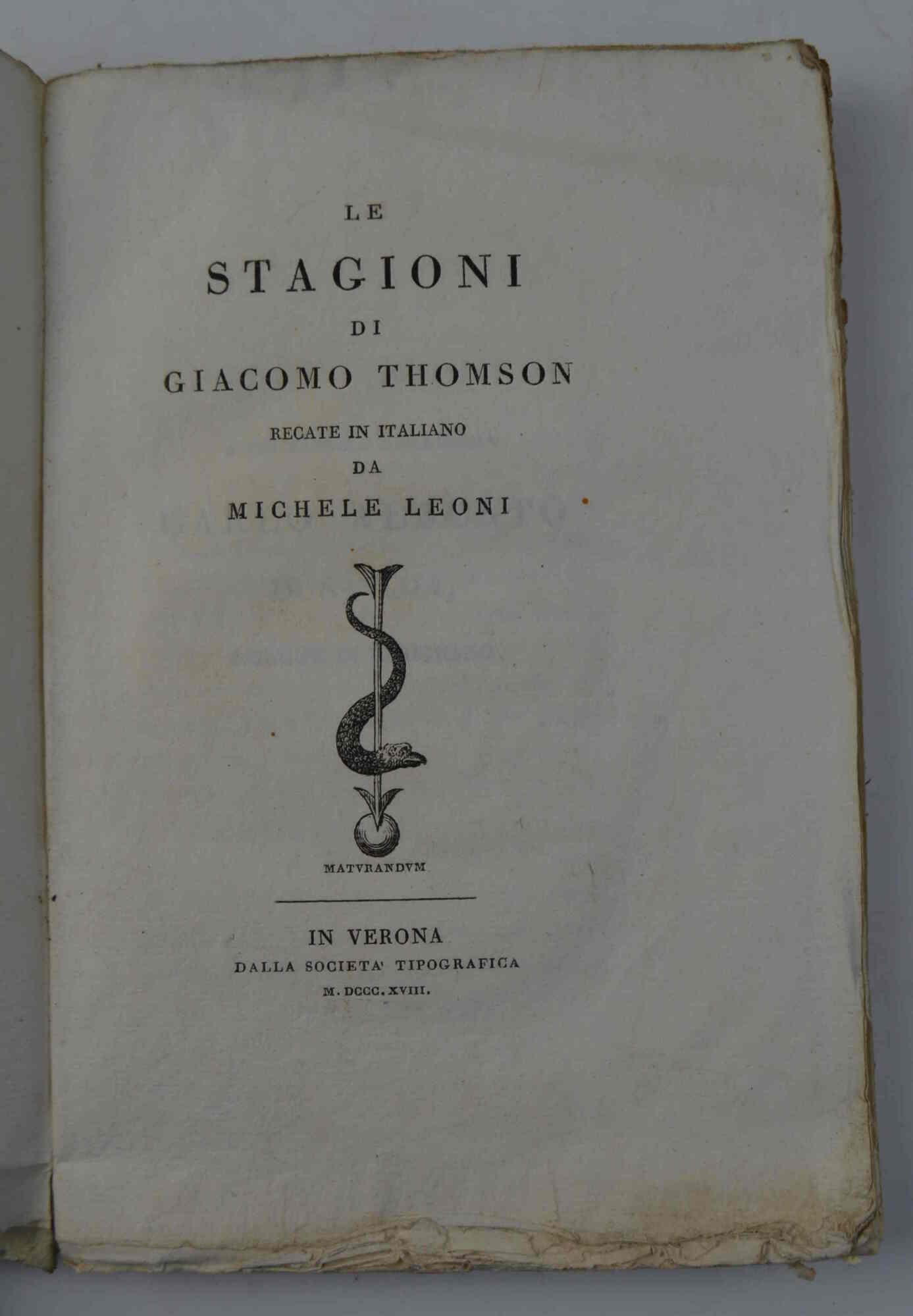 Le stagioni... recate in italiano da Michele Leoni.
