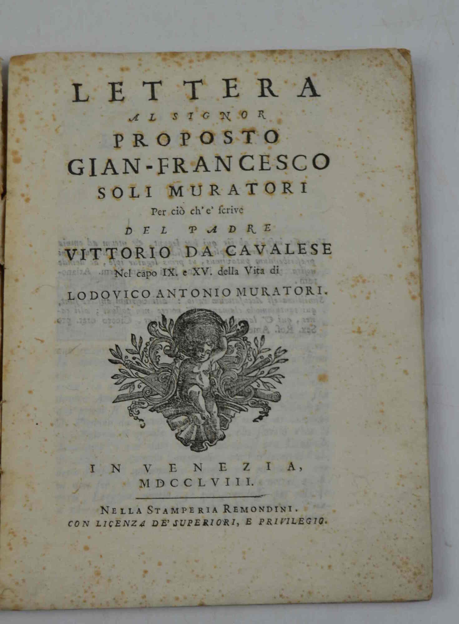 Lettera al signor proposto Gian-Francesco Soli Muratori Per ciò ch'e' …