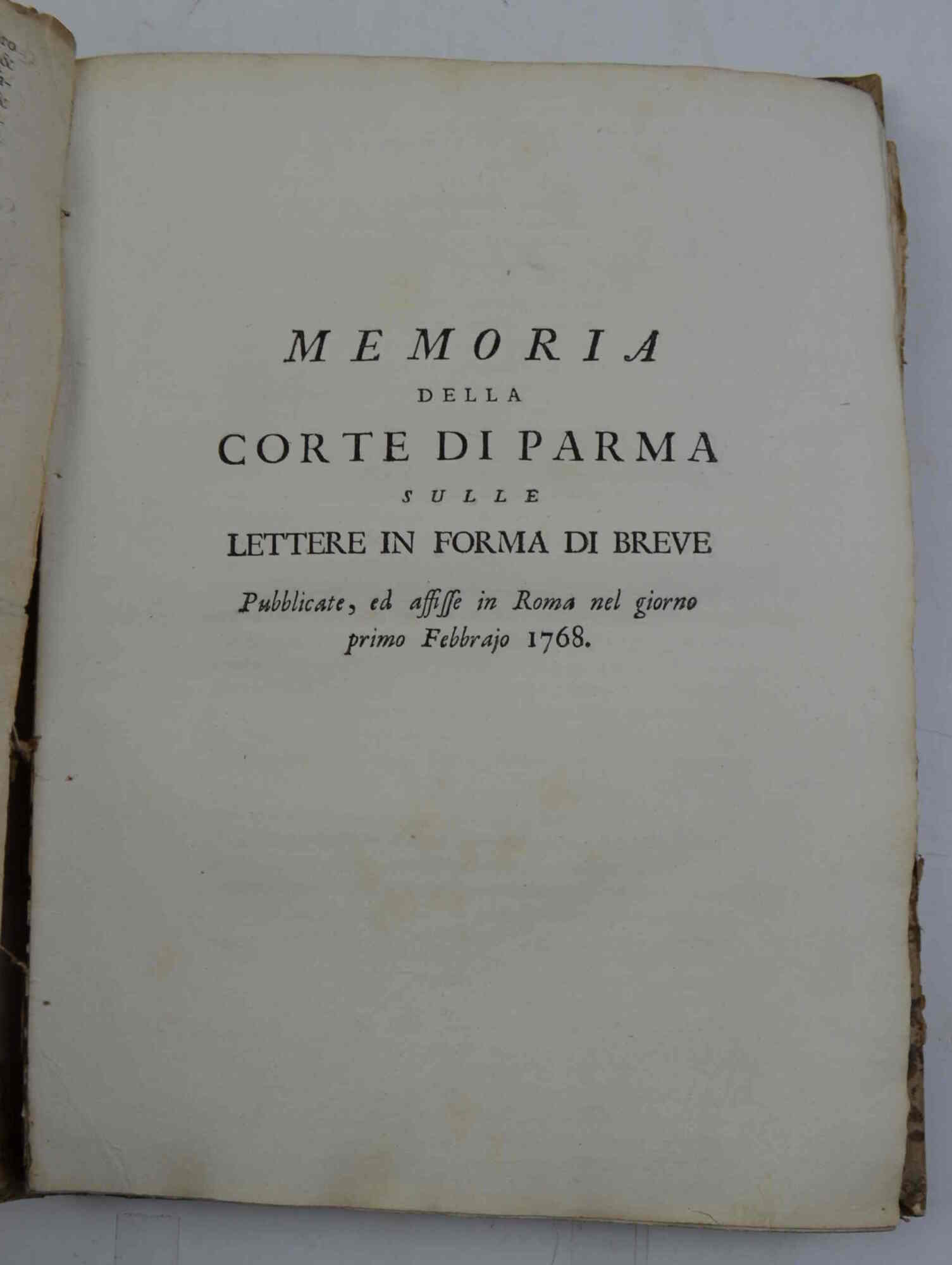 Memoria della Corte di Parma sulle lettere in forma di …