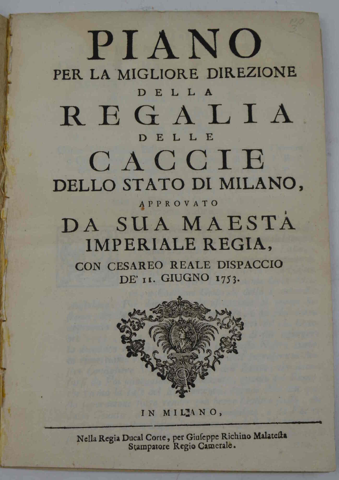 Piano per la migliore direzione della regalia delle caccie dello …