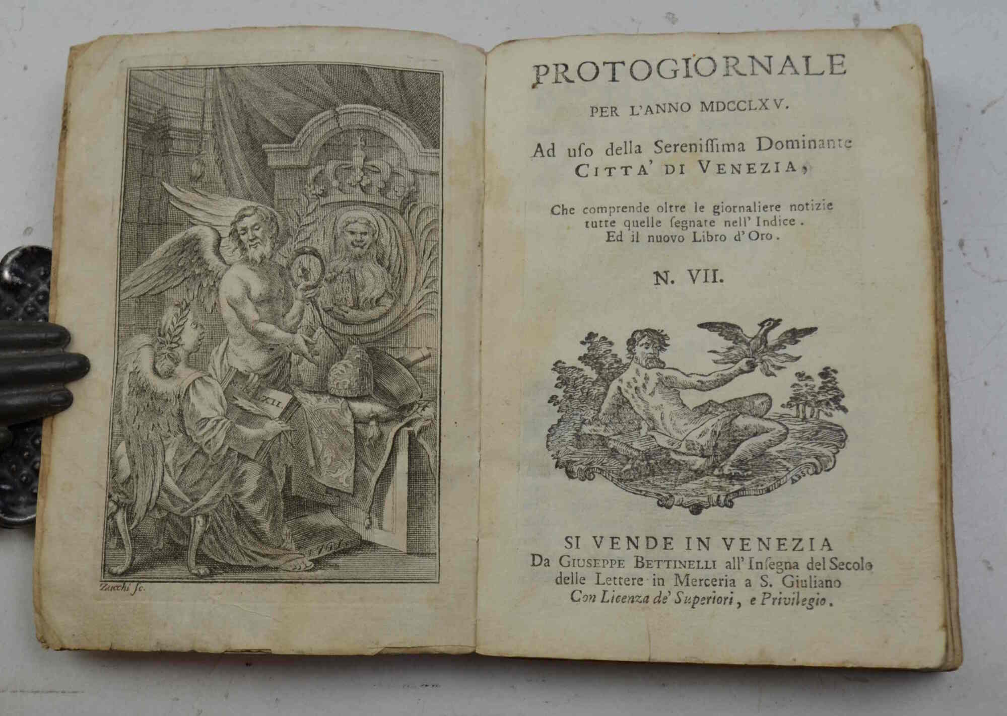 Protogiornale per l'anno 1765 ad uso della Serenissima dominante città …