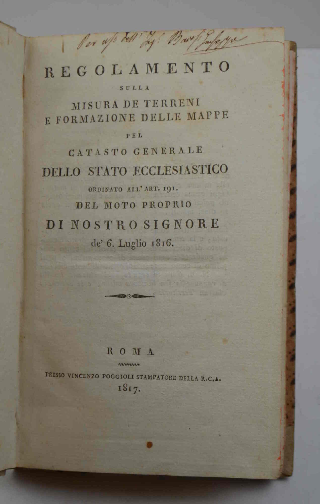 Regolamento sulla misura de terreni e formazione delle mappe pel …
