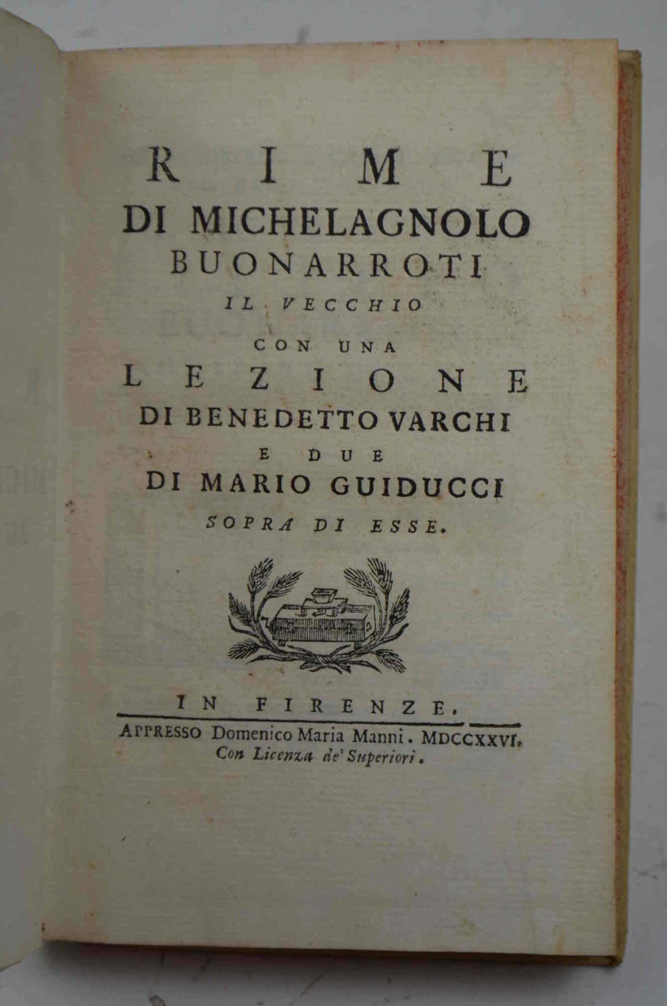 Rime di Michelagnolo Buonarroti il vecchio con un alezione di …