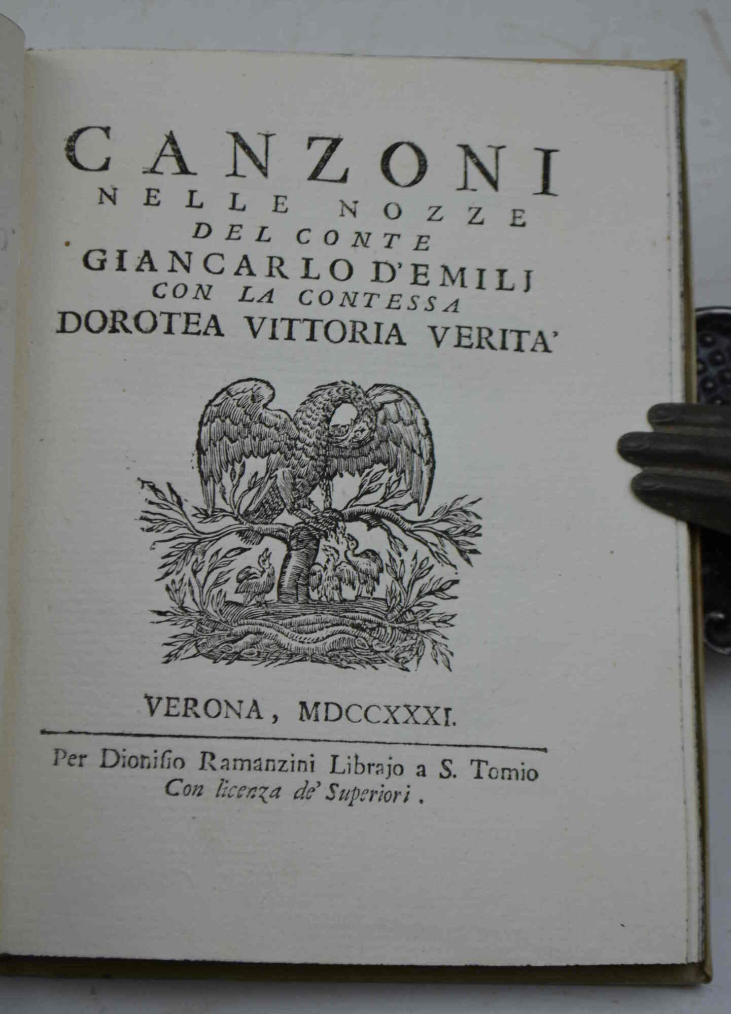 Rime e versi nelle nozze del conte Giancarlo d'Emili con …