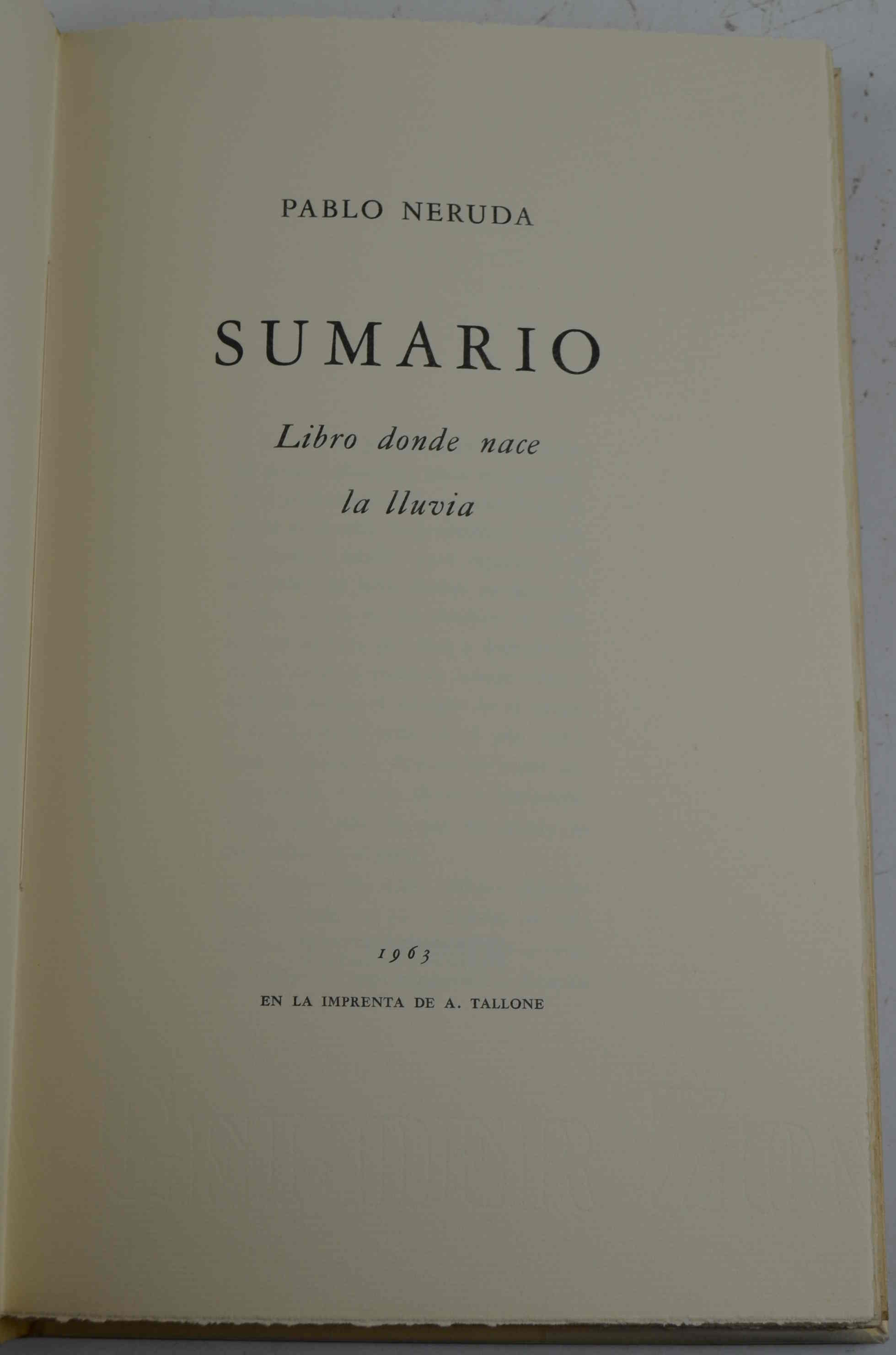 Sumario. Libro donde nace la lluvia.