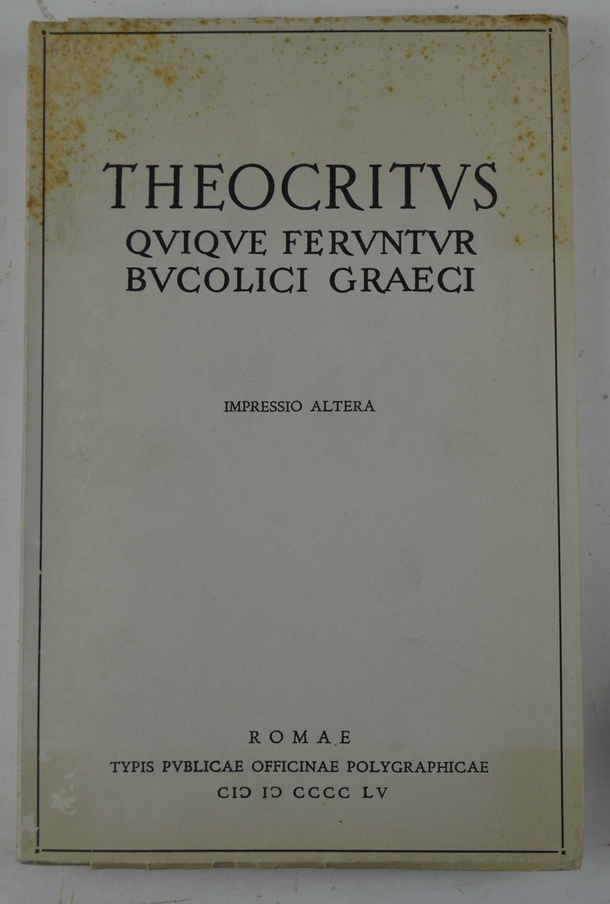 Theocritus quique feruntur bucolici graeci. Carolus Gallavotti recensuit.