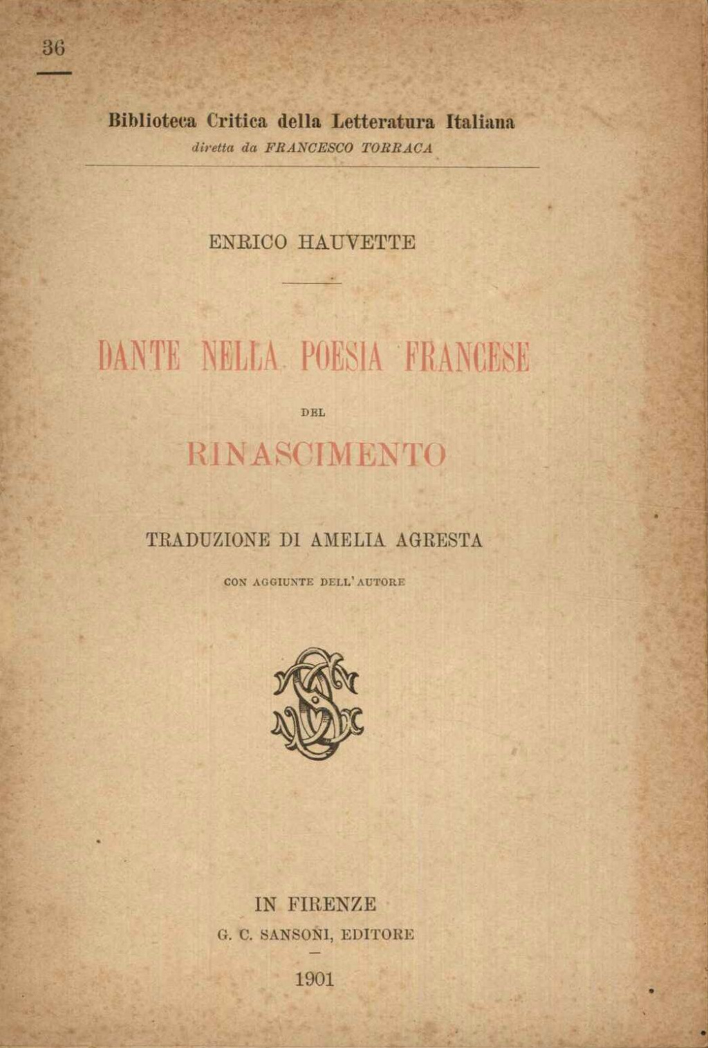 Dante nella poesia francese del Rinascimento