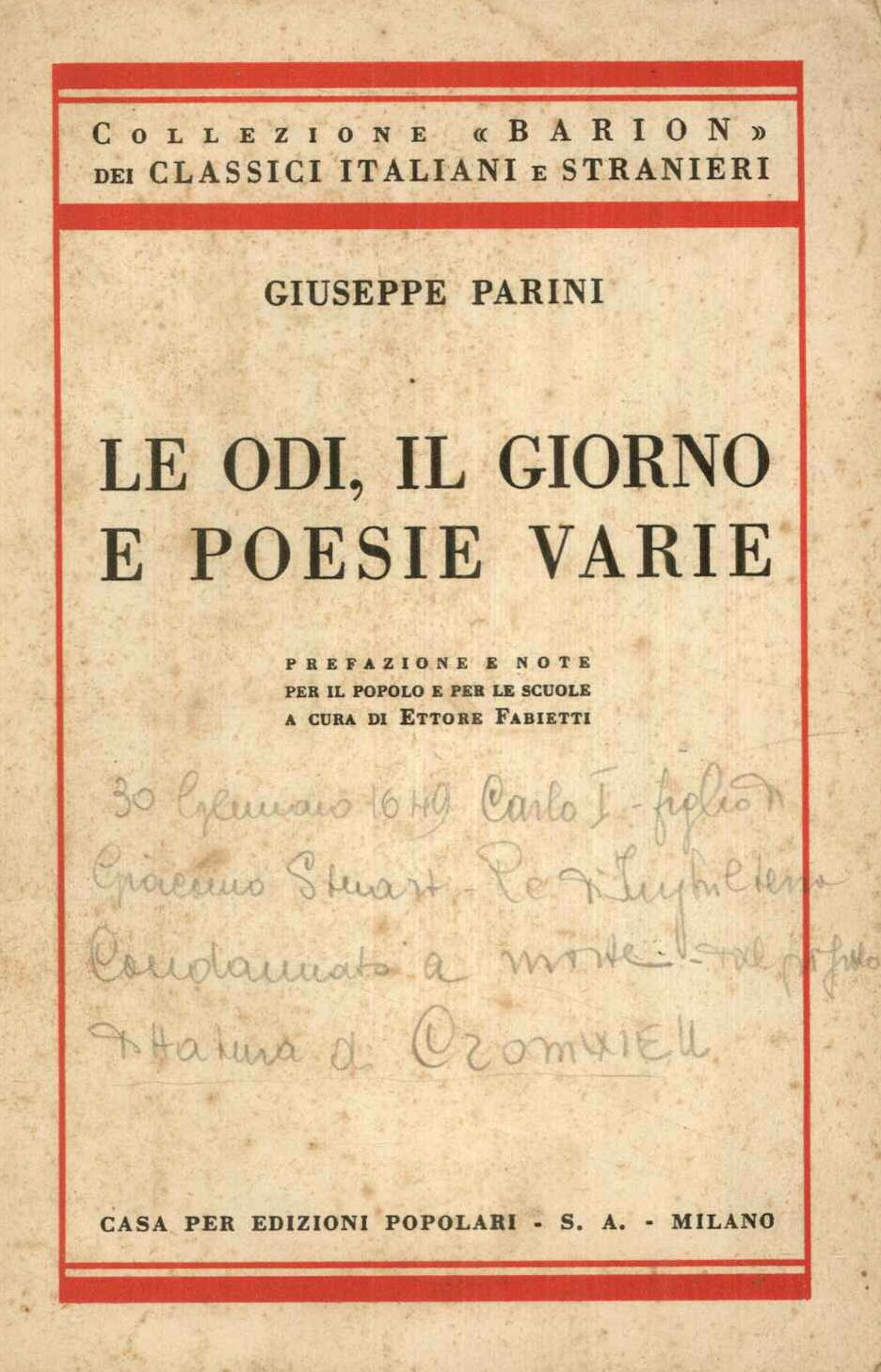 Le odi, il giorno e poesie varie