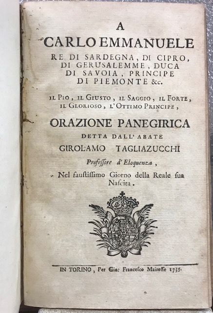 A CARLO EMMANUELE RE DI SARDEGNA, DI CIPRO, DI GERUSALEMME, …