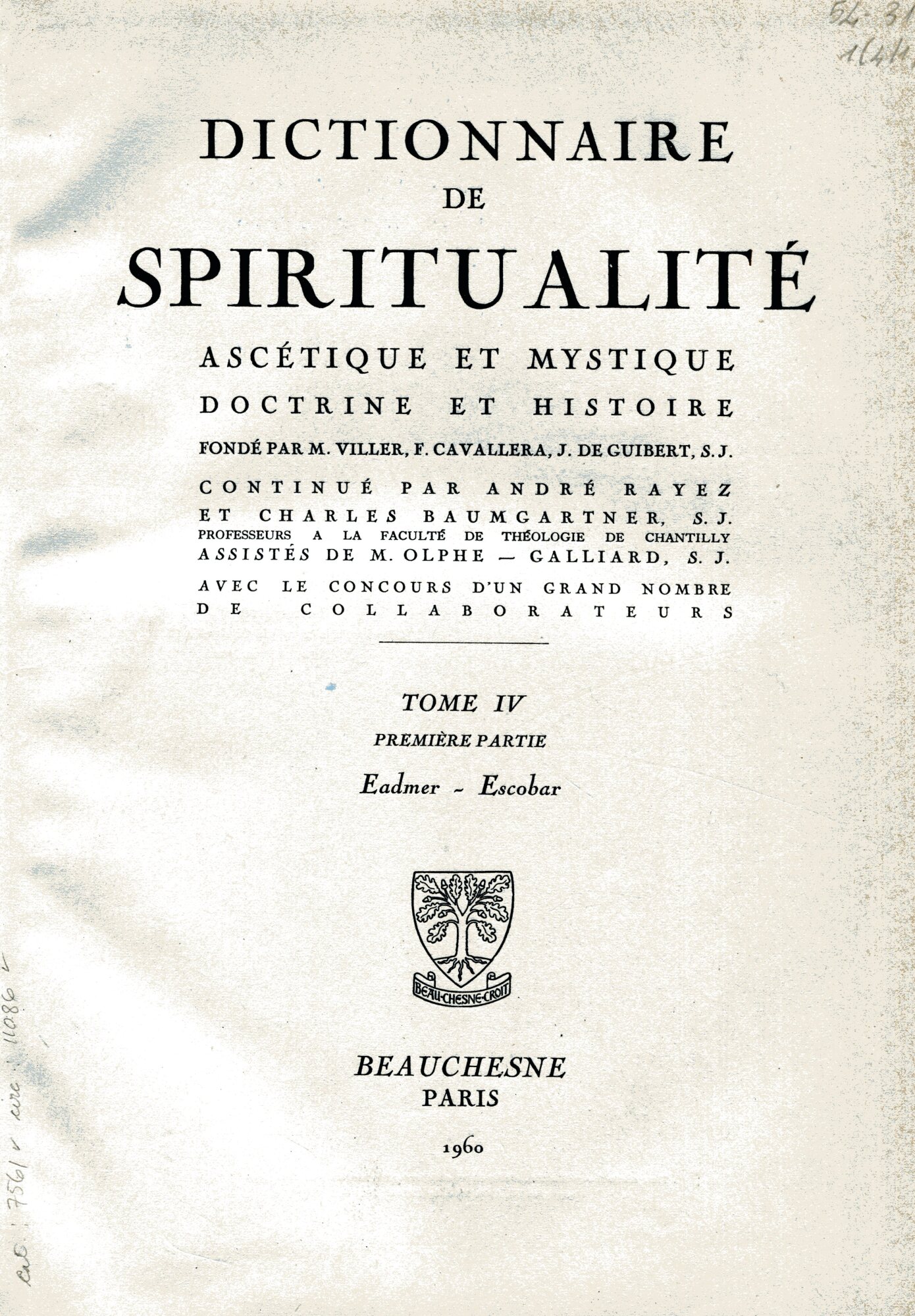 Dictionnaire de spiritualitè ascetique et mystique doctrine et histoire 12 …