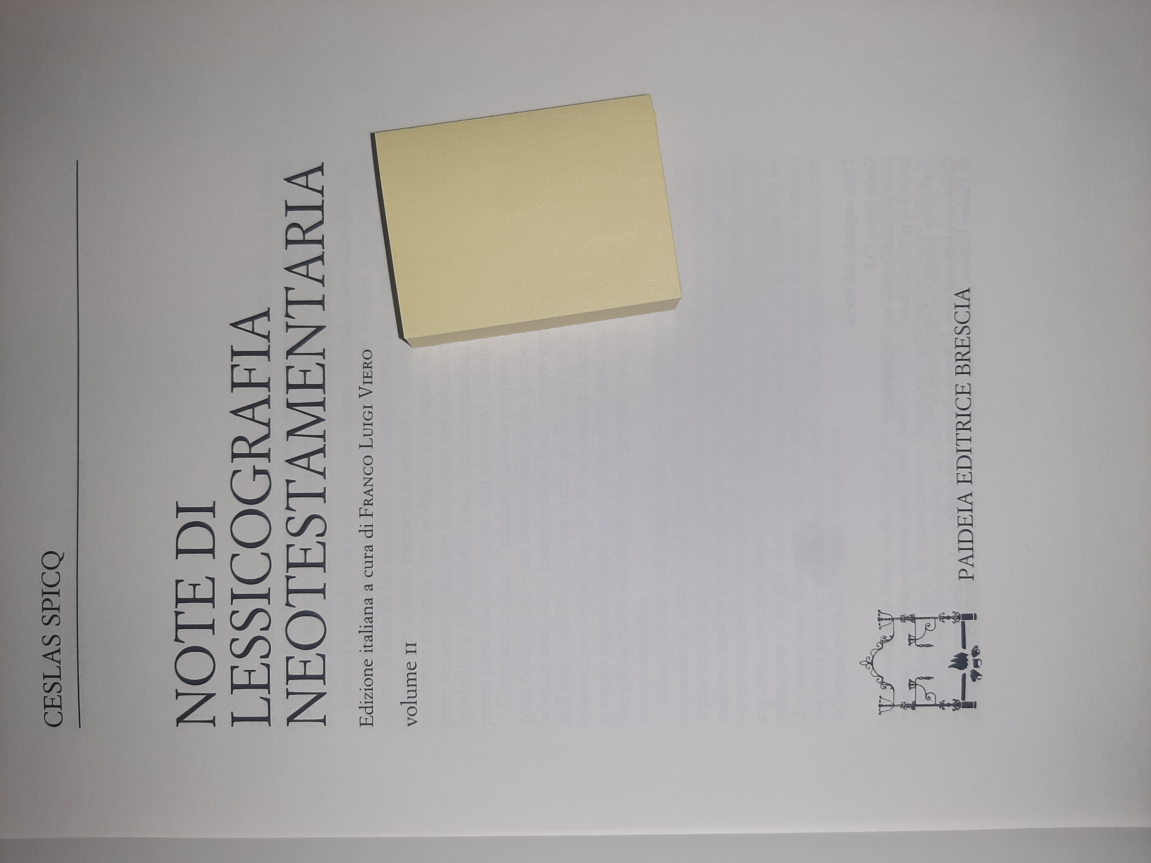 Note di Lessicografia Neotestamentaria. Grande lessico del Nuovo Testamento, Supplementi, …