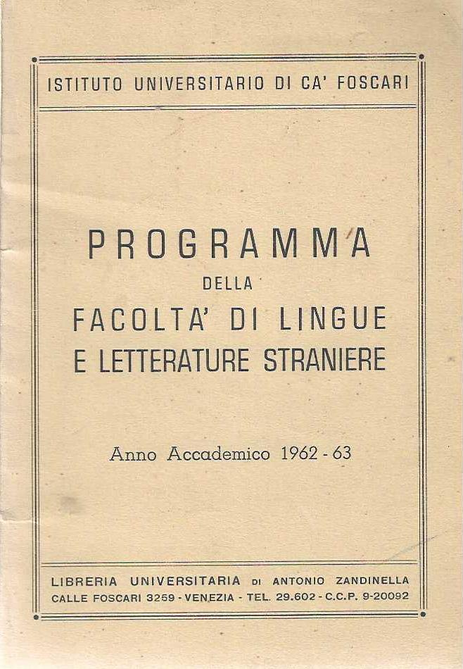 "Programma della facoltà di lingue e letterature straniere"