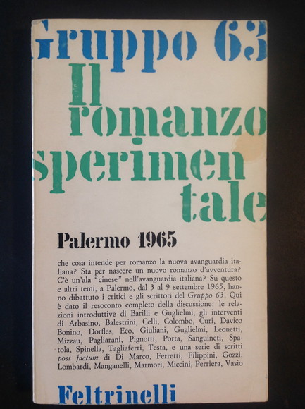 GRUPPO 63 IL ROMANZO SPERIMENTALE PALERMO 1965